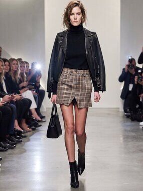 Zadig & Voltaire Jeu Car Plaid Houndstooth Wool Mini Skirt 34 FR US 2 Runway